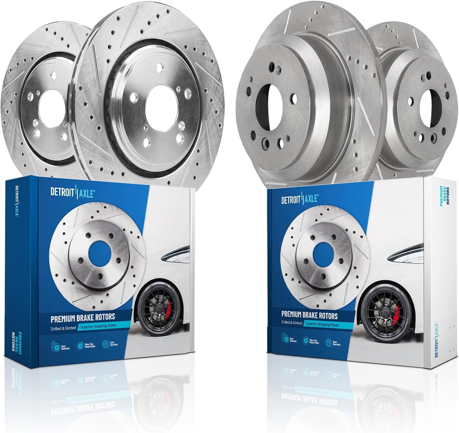 Detroit Axle - Brake Rotors for 2019-2025 Honda Passport 2016-2022 Pilot 2017-2025 Ridgeline, Drilled Slotted Brake Rotors 2018 2020 2021 2023 2024 Replacement: 12.60" inch Front and 12.95" inch Rear