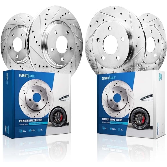 Detroit Axle - Brake Rotors for 2005 2008-2012 Honda Accord, Drilled and Slotted Disc Brake Rotors 2009 2010 2011 Replacement: 11.10" inch Front and Rear Rotor