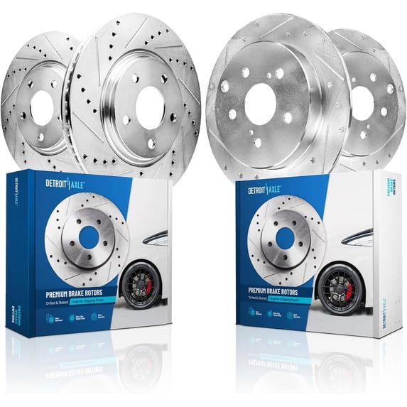 Detroit Axle - Brake Rotors for 2020-2023 Toyota Camry, Drilled and Slotted Brake Rotors 2021 2022: 12.91" Front and 11.06" Rear Rotor