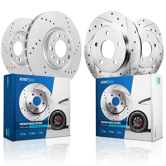 Detroit Axle - Brake Rotors for Jeep 2017 Compass [4-Wheel Disc] Drilled and Slotted Disc Brake Rotors Replacement : 12.01" inch Front and 11.89" inch Rear Rotors