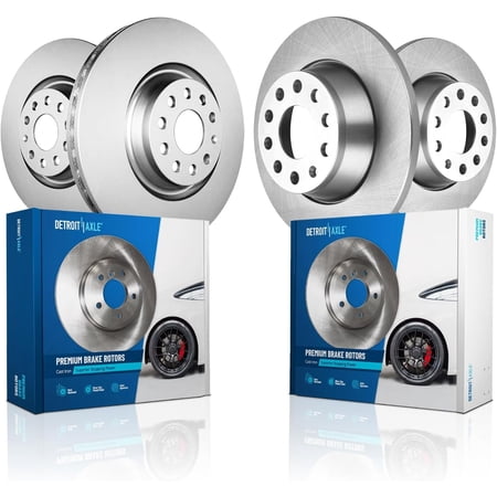 Detroit Axle - Brake Rotors for Volkswagen Jetta Passat CC Tiguan Eos Audi A3 Q3 Quattro 12.28" inch Front and 11.10" inch Rear Disc Brake Rotors