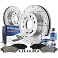 thumbnail image 1 of Detroit Axle - Front Brake Kit for Chevy GMC Silverado Suburban Sierra Yukon XL 1500 Avalanche Tahoe Cadillac Escalade ESV EXT, Drilled & Slotted Disc Brake Rotors Brakes Pads Replacement 6 Lugs, 1 of 8