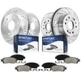 thumbnail image 1 of Detroit Axle - Font Rear Drilled Rotors Ceramic Brake Pads for Chevrolet Silverado GMC Sierra 1500 Tahoe Yukon XL Suburban Cadillac Escalade: 12.99" Front & 13.58" Rear Rotor, 1 of 10