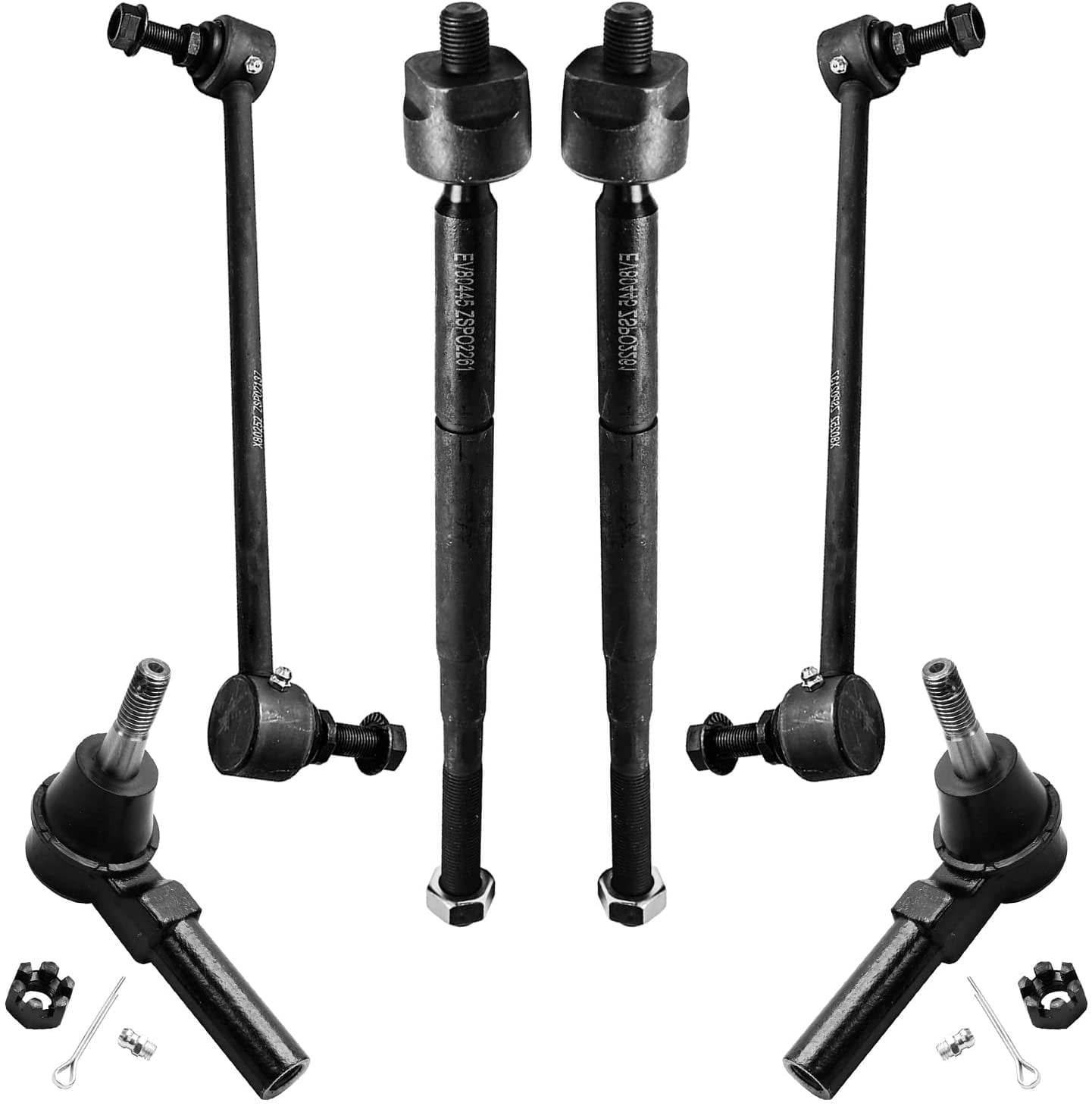 Detroit Axle - Complete 6-Piece Front Suspension Kit - All (4) Inner & Outer Tie Rods, Both (2) Front Sway Bar Links - Fits Non Turbo Models Only. 11.8 Inch Center to Center