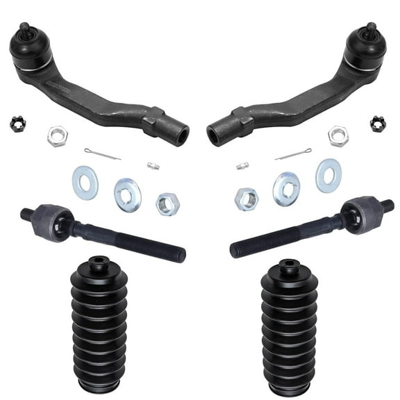Detroit Axle - Complete 6-Piece Front Tie Rod & Boot Kit Replacement for Honda Civic - All (4) Inner & Outer Tie Rods + Both (2) Rack & Pinion Boots Fits select: 1988-1991 HONDA CIVIC DX