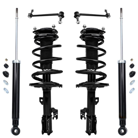 Detroit Axle - Complete Front Strut Coil Spring & Mount Assembly Set with Front Sway Bar Links and Rear Shocks Replacement for 2007 2008 2009 2010 Toyota Sienna CE 8-Passenger