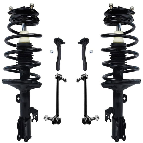 Detroit Axle - Complete Front Struts & Coil Springs with Sway Bars and Outer Tie Rods for 2004 2005 2006 2007 2008 2009 2010 Toyota Sienna 7 Passenger FWD Models ONLY