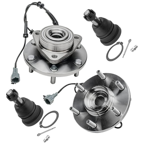 Detroit Axle - Complete Front Wheel Hub And Bearing Assembly + Front Upper Ball Joint Replacement for Infiniti QX56 Nissan Armada Pathfinder Armada Titan - 4pc Set