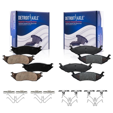 Detroit Axle - Brake Pads for 04-07 Ford E-150, 04-05 E-150 Club Wagon, Front and Rear Ceramic Brake Pads 2004 2005 2006 2007 Replacement