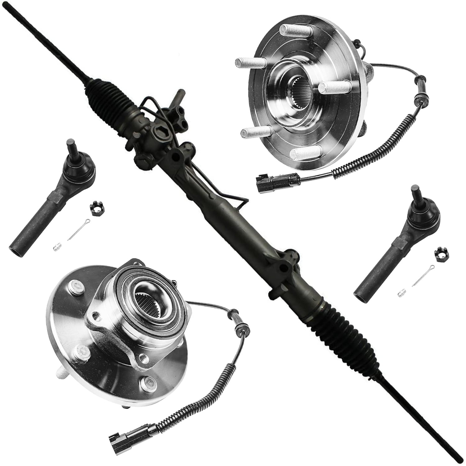 Wheel Rod Replacement Detroit Axle - Complete Power Steering Rack and Pinion with (2) Front ...