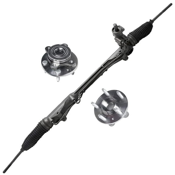 Detroit Axle - Complete Power Steering Rack and Pinion with (2) Front Wheel Hub & Bearings Replacement for 2005-2007 Ford Five Hundred Freestyle Mercury Montego