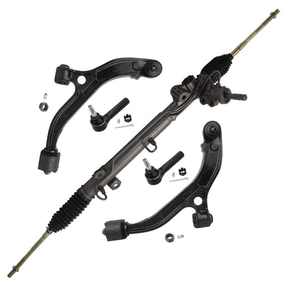Detroit Axle - Complete Steering Rack & Pinion + Outer Tie Rods + Lower Control Arms Replacement for 2005-2007 Chrysler Town & Country Dodge Grand Caravan - 5pc Set