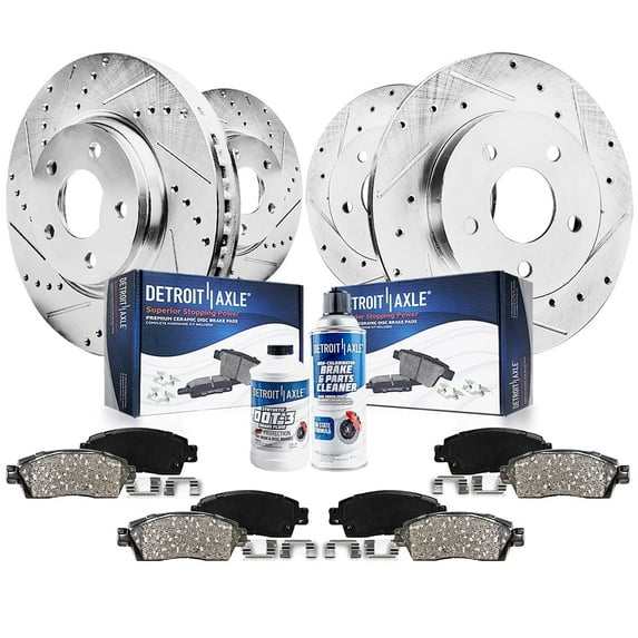 Detroit Axle - Brake Kit for Hyundai Elantra Veloster Kia Forte Koup Forte5, Drilled and Slotted Brake Rotors Ceramic Brake Pads: 11.02" Front and 10.31" Rear Rotor