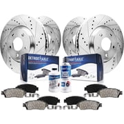 Detroit Axle - Brake Kit for Chrysler 05-10/12-14/23 300 Dodge 06-23 Charger 08-23 Challenger 06-08 Magnum, Drilled Brake Rotors Ceramic Brake Pads Replacement 14.17" inch Front 13.78" inch Rear