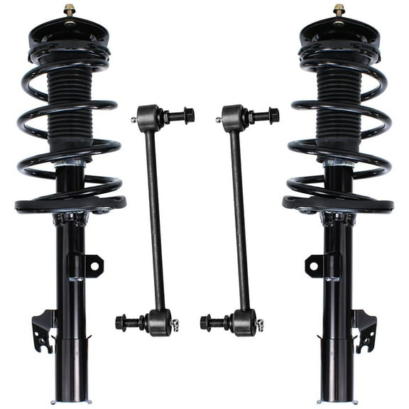 Detroit Axle - FWD 3.5L Front Struts Sway Bars for 2008-2011 Toyota Highlander Complete 2 Struts w/Coil Springs + 2 Sway Bar Links 2009 2010 Replacement Struts