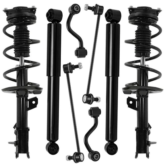 Detroit Axle - FWD 8pc Struts Suspension Kit for 2012 2013 Nissan Rogue 2014 2015 Rogue Select, 2 Front Struts with Coil Spring 2 Rear Shock Absorbers 4 Front Rear Sway Bars Replacement