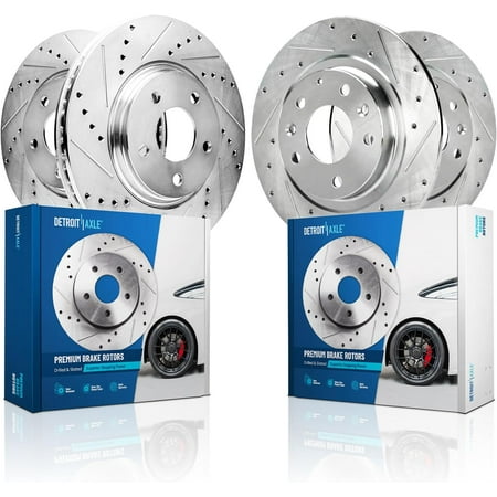 Detroit Axle - FWD Brake Rotors for 2016 2017 2018 Mazda CX-3, Drilled and Slotted Disc Brake Rotors Replacement : 11.02" inch Front and 11.06" inch Rear Rotor