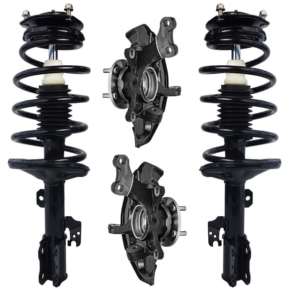 Detroit Axle - FWD Front Steering Knuckles & Wheel Hub Bearings + Struts and Coil Spring Replacement for 2004-2010 Toyota Sienna - 4pc Set