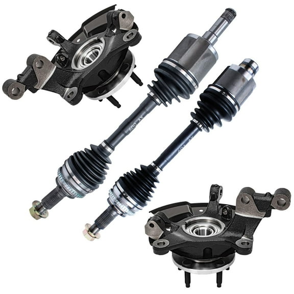 Detroit Axle - FWD Front Steering Knuckles w/ Wheel Hub Bearings + CV Axles Assembly Replacement for 2011-2014 Ford Edge - 4pc Set