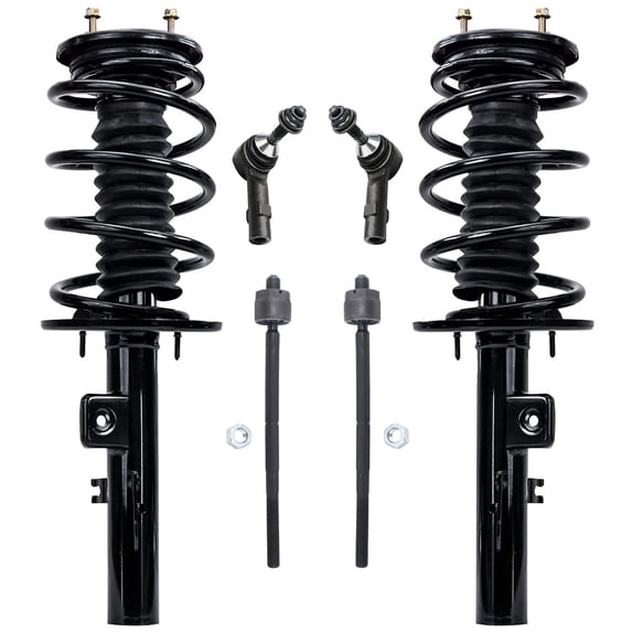 Detroit Axle - FWD Front Struts w/ Coil Spring Assembly + Tie Rods Replacement for 2008 - 2009 Ford Taurus Mercury Sable - 6pc Set