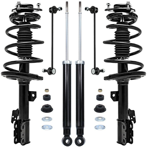 Detroit Axle - FWD Front Struts w/Coil Spring Sway Bars + Rear Shock Absorbers Replacement 2011-2014 Toyota Sienna 3.5L