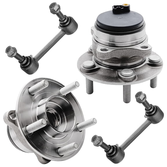 Detroit Axle - FWD Rear 4pc Wheel Bearing Hubs Kit for 2014-2018 Ford Fusion, 14-16 Lincoln MKZ, 2 Wheel Bearing and Hubs Assembly 2 Sway Bar End Links 2015 2016 2017 Replacement