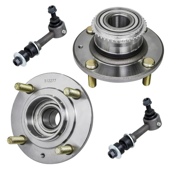 Detroit Axle - FWD Rear Wheel Bearings & Hubs + Sway Bars Replacement for 2002 - 2006 Mitsubishi Lancer (LS & OZ RALLY - ABS Model) - 4pc Set