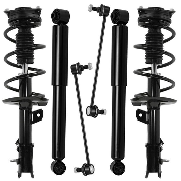 Detroit Axle - FWD Struts Shocks Kit for 2012 2013 Nissan Rogue 2014 2015 Rogue Select, 2 Front Struts with Coil Spring 2 Front Sway Bar End Links 2 Rear Shock Absorbers Replacement Suspension