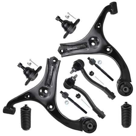 Detroit Axle - Front 10pc Control Arms Kit for 06-11 Kia Rio Rio5, 4 Lower Control Arms 4 Tie Rods 2 Boots 2 Lower Ball Joints 2007 2008 2009 2010 Replacement