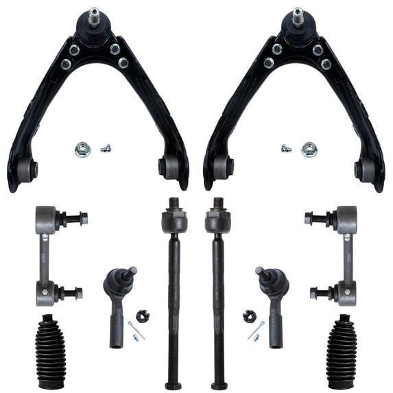 Detroit Axle - Front 10pc Control Arms Kit for 06-12 Chevy Colorado GMC Canyon, 2007-2008 ISUZU i-290, Upper Control Arms w/Ball Joint Sway Bars Tie Rods Boots Replacement