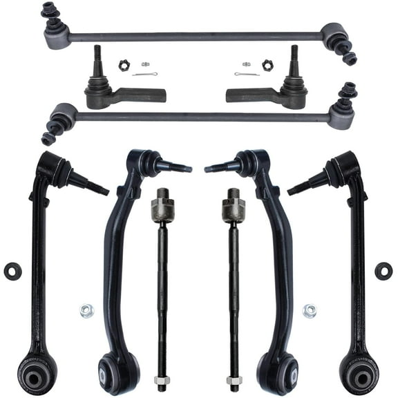 Detroit Axle - Front 10pc Control Arms Kit for 2010-2015 Chevy Camaro, 4 Lower Forward & Rearward Control Arms 4 Tie Rods 2 Sway Bars Suspension Kit 2011 2012 2013 2014 Replacement