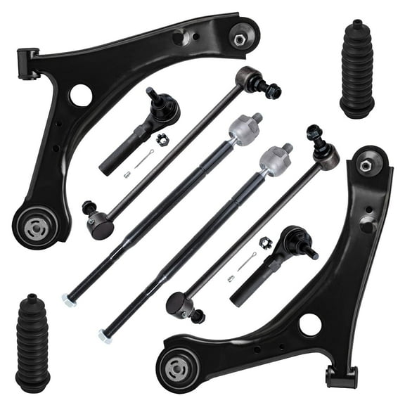 Detroit Axle - Front 10pc Control Arms Kit for Chrysler Town & Country Dodge Grand Caravan VW Routan, Lower Control Arms Outer Inner Tie Rods Sway Bars Boots Replacement