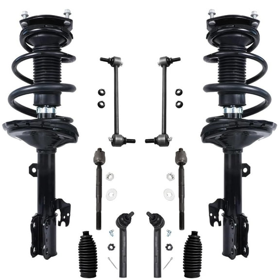 Detroit Axle - Front 10pc Struts for Toyota Highlander 2004-2007 2 Complete Struts w/Coil Springs 2 Sway Bars 4 Inner Outer Tie Rods 2 Boots Replacement Ready Struts Lexus RX330 RX350