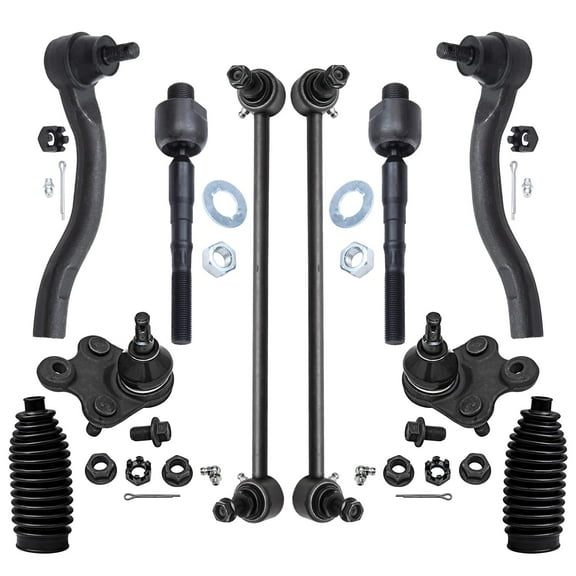 Detroit Axle - Front 10pc Suspension Kit for 13-15 Acura ILX, 12-15 Honda Civic, 2 Lower Ball Joints 4 Tie Rod Ends 2 Sway Bar Links 2 Boots 2012 2013 2014 2015 Replacement