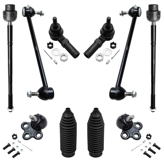 Detroit Axle - 10pc Front Suspension Kit for 97-99 Cadillac DeVille, 97-02 Eldorado, 97 Seville, Tie Rod Ends Lower Ball Joints Sway Bars Boots Replacement