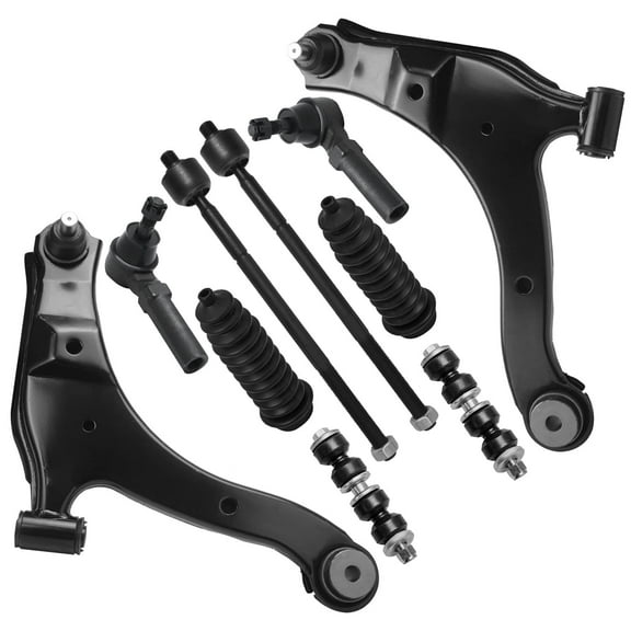 Detroit Axle - Front 10pc Suspension Kit for 2000-2003 Dodge Neon, 2003 SX 2.0, 00-01 Plymouth Neon, 2 Lower Control Arms w/Ball Joints 4 Tie Rods 2 Sway Bars 2 Boots Replacement