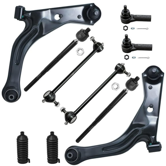 Detroit Axle - Front 10pc Suspension Kit for 2001-2004 Ford Escape Mazda Tribute, 2 Lower Control Arms 4 Tie Rods 2 Sway Bars 2 Boots & Bellow 2001 2002 2003 2004 Replacement