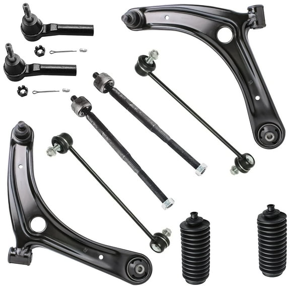 Detroit Axle - Front 10pc Suspension Kit for 2007-2017 Jeep Patriot Compass, 09-12 Dodge Caliber, 2 Lower Control Arms w/Ball Joints 4 Outer Inner Tie Rods 2 Sway Bars 2 Boots Bellows Replacement