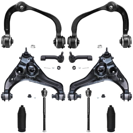 Detroit Axle - Front 10pc Suspension Kit for 2009-2013 Ford F-150 Expedition Lincoln Navigator, 4 Upper Lower Control Arms w/Ball Joints 4 Inner Outer Tie Rods 2 Boots 2010 2011 2012 Replacement