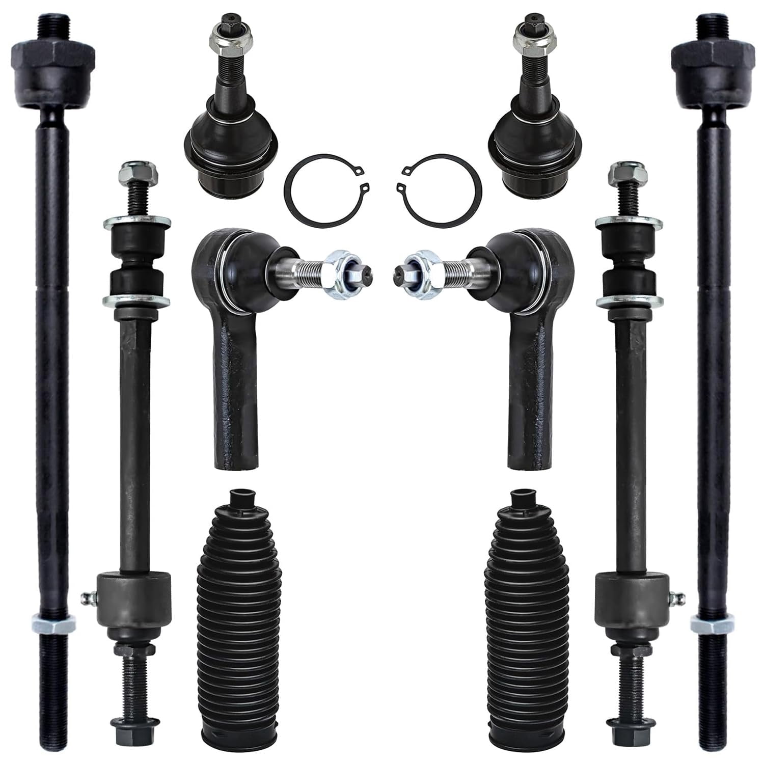 Detroit Axle - Front 10pc Suspension Kit for 2013-2018 Ram 1500, 2019-2024 Ram 1500 Classic [5-Lug], 2 Lower Ball Joints 4 Inner & Outer Tie Rods 2 Sway Bar Links 2 Boots