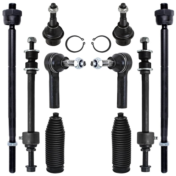 Detroit Axle - Front 10pc Suspension Kit for 2013-2018 Ram 1500, 2019-2024 Ram 1500 Classic [5-Lug], 2 Lower Ball Joints 4 Inner & Outer Tie Rods 2 Sway Bar Links 2 Boots