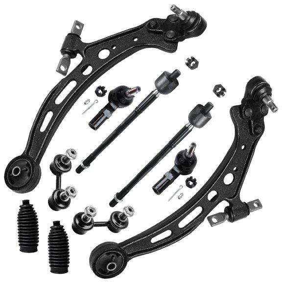 Detroit Axle - Front 10pc Suspension Kit for 92-96 Lexus ES300 Toyota Camry, 95-96 Avalon, 2 Lower Control Arms 4 Tie Rods 2 Boots 2 Sway Bars 1992 1993 1994 1995 1996 Replacement