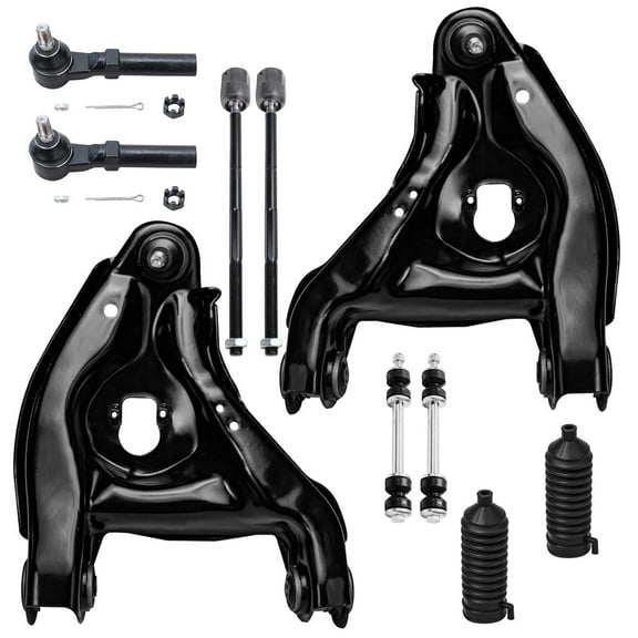Detroit Axle - Front 10pc Suspension Kit for 94-04 Ford Mustang, 2 Lower Control Arms w/Ball Joints 4 Tie Rods 2 Sway Bars 2 Boot 1995 1996 1997 1998 1999 2000 2001 2002 2003 2004 Replacement