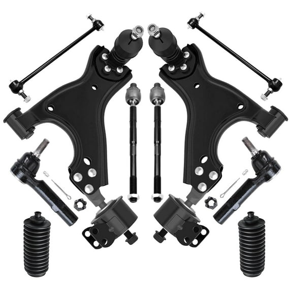 Detroit Axle - Front 10pc Suspension Kit for Buick Enclave Chevy Traverse GMC Acadia Limited Saturn Outlook, 2 Lower Control Arms 2 Sway Bars 4 Outer Inner Tie Rods 2 Boots Replacement