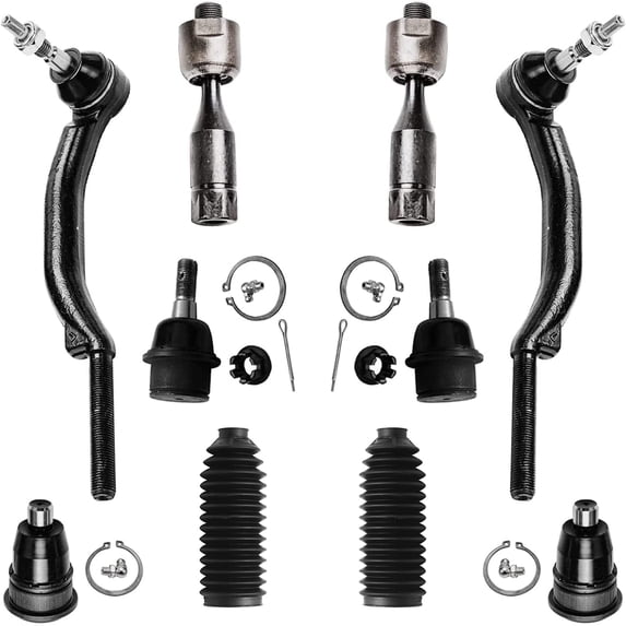 Detroit Axle - Front 10pc Suspension Kit for Chevrolet Trailblazer EXT SSR GMC Envoy XL XUV Buick Rainier Saab 9-7x Isuzu Ascender, 4 Tie Rods 4 Ball Joints 2 Boots