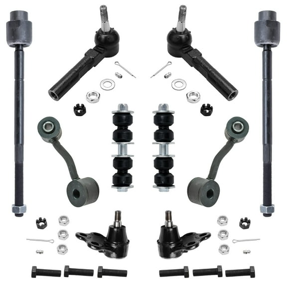 Detroit Axle - Front 10pc Suspension Kit for Chevy Classic Malibu Olds Alero Cutlass Pontiac Grand Am, 4 Front and Rear Sway Bars 4 Tie Rods 2 Lower Ball Joints Replacement