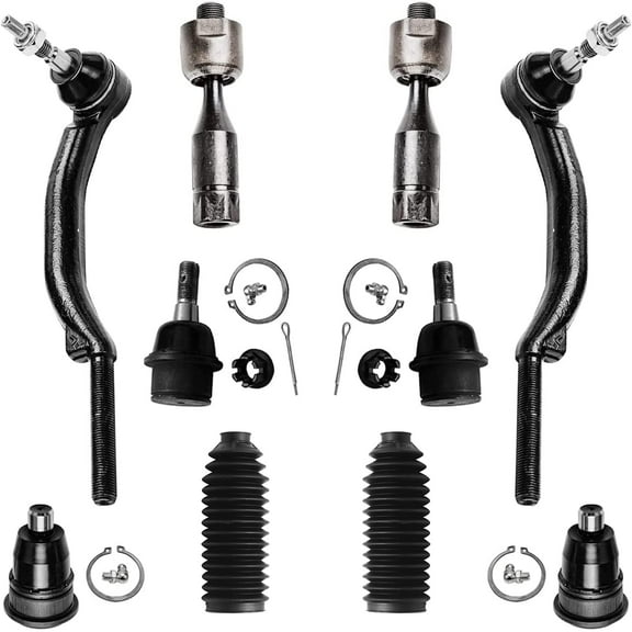 Detroit Axle - Front 10pc Suspension Kit for Chevy Trailblazer EXT SSR GMC Envoy XL XUV Buick Rainier Saab 9-7x Isuzu Ascender, 4 Tie Rods 4 Ball Joints 2 Boots Replacement