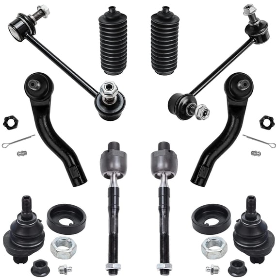 Detroit Axle - Front 10pc Suspension Kit for Ford Fusion Lincoln MKZ Zephyr Mercury Milan, 2 Upper Ball Joints 2 Sway Bar Links 4 Inner Outer Tie Rods 2 Boots 2006 2007 2008 2009 Replacement