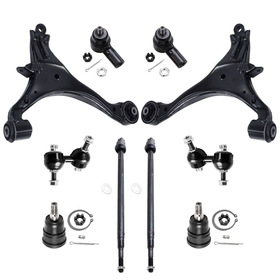 Detroit Axle - Front 10pc Suspension Kit for Honda Civic Acura EL 2001 2002 2003 2004 2005, 2 Lower Control Arms 2 Ball Joints 4 Outer Inner Tie Rods 2 Stabilizer Sway Bars Replacement