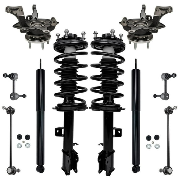 Detroit Axle - Front 10pc Suspension Kit for Mazda Tribute Ford Escape Mercury Mariner, Steering Knuckles & Wheel Bearing Hubs Struts w/Coil Spring Rear Shock Absorbers Sway Bars Replacement
